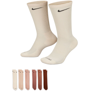 Nike Dri-FIT Everyday Plus Cushioned Training Crew Socks - 6 Pack, Men's, Medium, Mineral Clay