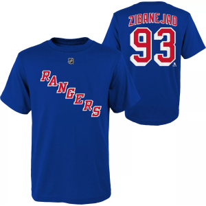 NHL Youth New York Rangers Mika Zibanejad #93 Navy T-Shirt, Large, Blue