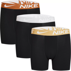 Nike Boys' Metallic Waistband Boxer Briefs - 3 Pack, Small, Black