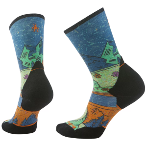 SmartWool Women's Targeted Cushion Trail Run Mountain Print Crew Socks, Small, Twilight Blue
