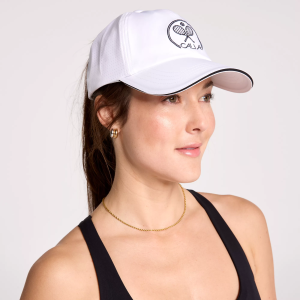 CALIA Women's Tennis Ponytail Cap, Pure White/Pure Black