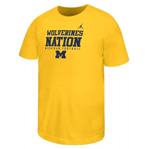 Jordan Jordan Youth Michigan Wolverines Yellow Cotton Football Helmet Short Sleeve T-Shirt, Large - $28.00 at DICK'S Sporting Goods
