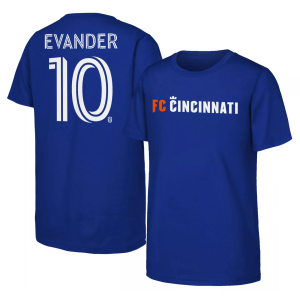 MLS Youth FC Cincinnati Evander Ferreira #10 Royal T-Shirt, Large, Blue