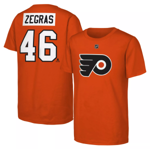 Outerstuff Youth Philadelphia Flyers Trevor Zegras #46 Orange Short Sleeve T-Shirt, Small