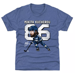 500 LEVEL Youth Tampa Bay 2024 Nikita Kucherov #86 Royal Cartoon T-Shirt, Small, Blue