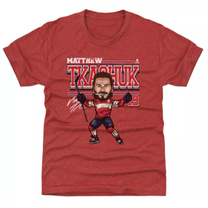 500 LEVEL Youth Florida 2024 Matthew Tkachuk #19 Red Cartoon T-Shirt, Large