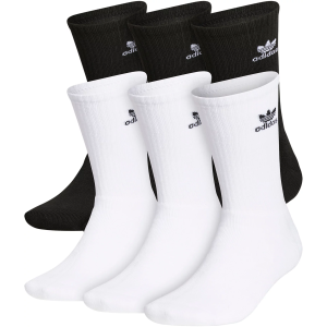 Adidas adidas Originals Trefoil Crew Socks - 6 Pack, Men's, Large, White/Black - $26.00 at DICK'S Sporting Goods