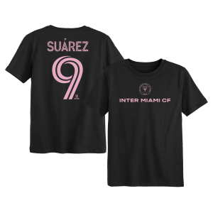 Outerstuff Youth Inter Miami CF Black Luis Suarez #9 T-Shirt, Size 4