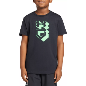 Under Armour Boys' Baseball Drop Shadow Short Sleeve T-Shirt, XS, Black/Lime Green