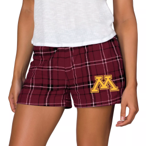 Concepts Sport Women's Minnesota Golden Gophers Maroon/Black Plaid Ultimate Flannel Shorts, Small, Red