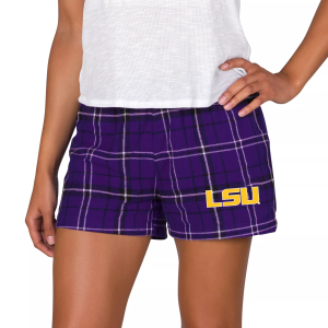 Concepts Sport Women's LSU Tigers Purple/Black Plaid Ultimate Flannel Shorts, Small