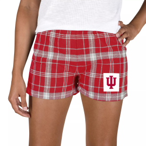 Concepts Sport Womens Indiana Hoosiers Crimson/Grey Plaid Ultimate Flannel Shorts, Women's, Small, Red