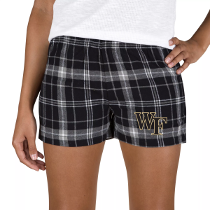 Concepts Sport Women's Wake Forest Demon Deacons Black/Grey Plaid Ultimate Flannel Shorts, Small