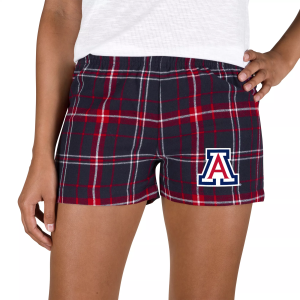 Concepts Sport Women's Arizona Wildcats Navy/Cardinal Plaid Ultimate Flannel Shorts, Small, Blue