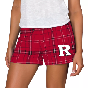 Concepts Sport Women's Rutgers Scarlet Knights Scarlet/Black Plaid Ultimate Flannel Shorts, Small, Red