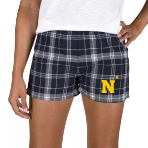 Concepts Sport Women's Navy Midshipmen Navy/Grey Plaid Ultimate Flannel Shorts, Small, Blue