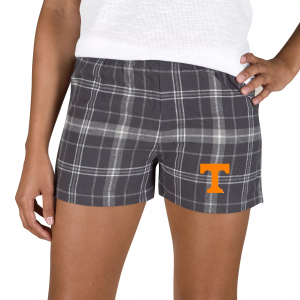 Concepts Sport Women's Tennessee Volunteers Charcoal/Grey Plaid Ultimate Flannel Shorts, Small, Gray