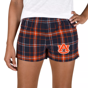 Concepts Sport Women's Auburn Tigers Blue/Orange Plaid Ultimate Flannel Shorts, Small