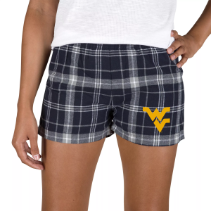 Concepts Sport Women's West Virginia Mountaineers Blue/Grey Plaid Ultimate Flannel Shorts, Small
