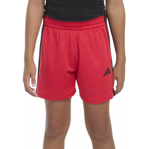 adidas Boys' 3-Stripe Essential Mid-Thigh Shorts, XS, Pure Ruby