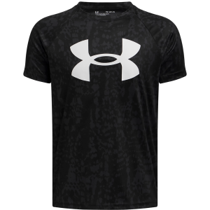 Under Armour Boys' Tech Logo Print Short Sleeve T-Shirt, Large, Black/Black/White
