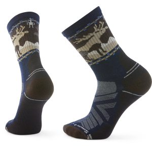 SmartWool Hike Mountain Moose Crew Socks, Men's, Medium, Deep Navy