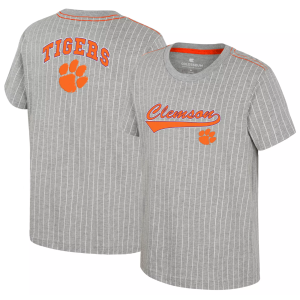 Colosseum Youth Clemson Tigers Heather Grey Airball T-Shirt, Large, Gray