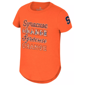 Colosseum Girls' Syracuse Orange Orange Flame Princess Short Sleeve T-Shirt, Medium