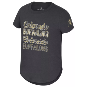 Colosseum Girls' Colorado Buffaloes Black Flame Princess Short Sleeve T-Shirt, Small