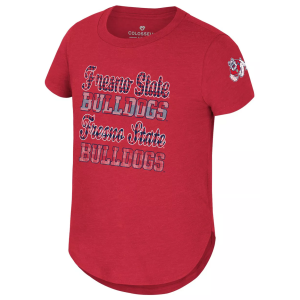 Colosseum Girls' Fresno State Bulldogs Red Flame Princess Short Sleeve T-Shirt, Large