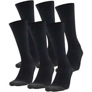 Under Armour Adult Performance Tech Crew Socks 6 Pack, Men's, Medium, Black