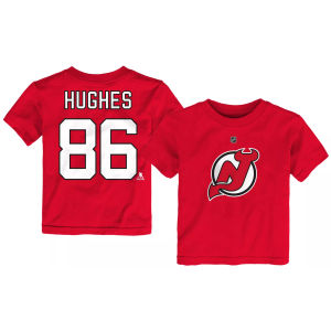 NHL Toddler New Jersey Devils Jack Hughes #86 Red T-Shirt, Boys', 3T