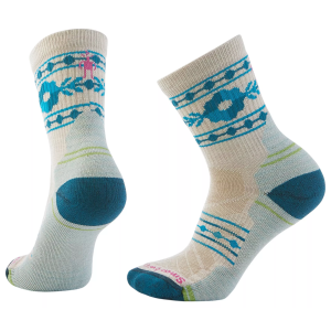 SmartWool Women's Light Cushion Hike Retro Floral Mid Crew Socks, Large, Moonbeam