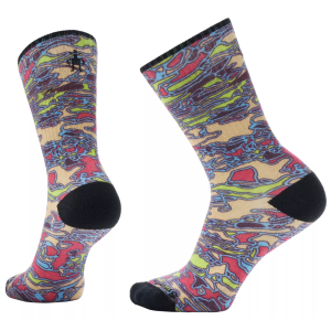 SmartWool Men's Athletic Targeted Cushion In A Daze Print Crew Socks, Small, Power Pink
