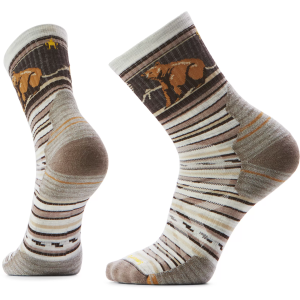 Smartwool Hike Bear Stripe Mid Crew Socks, Men's, Medium, Ash