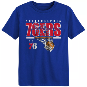 Outerstuff Boys' Philadelphia 76ers Royal Hoop Dreams Short Sleeve T-Shirt, Small, Blue