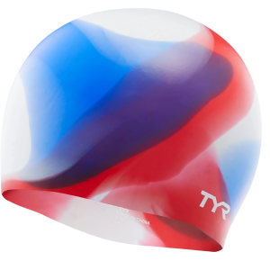 TYR Youth Tie Dye Swim Cap, Kids, Red/White/Blue