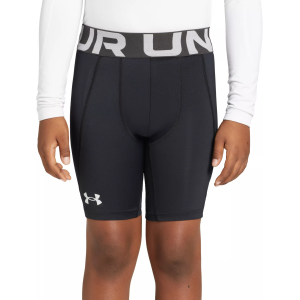 Under Armour Boys' Diamond Utility Slider Shorts, XS, Black/Halo Gray