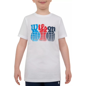 Wilson Boys' 3 Ball Logo Short Sleeve T-Shirt, Small, White
