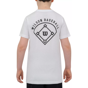 Wilson Boys' Baseball Outline Short Sleeve T-Shirt, Small, White