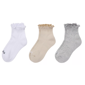 Dsg DSG Ruffle Socks 3-Pack, Women's, Medium, White/Grey/Tofu - $15.00 at DICK'S Sporting Goods