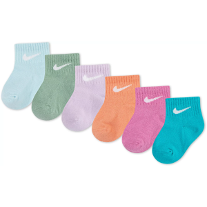 Nike Swoosh Infant Ankle Socks 6-Pack, 2-4T, Steam