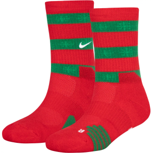 Nike Kids' Elite Christmas Crew Socks, Size 5-7, Red/Green