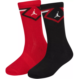 Jordan Kids' Diamond Crew Socks - 2 Pack, Size 7-9, Gym Red