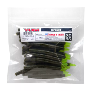 YUM Dinger Soft Bait Bulk Pack, Green Pumpkin Chartreuse