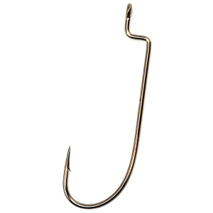 Gamakatsu Offset Shank Worm Fish Hooks, Size 1, Bronze