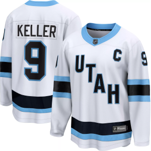 NHL Men's Utah Mammoth Clayton Keller #9 White Premium Authentic Away Jersey, Size 46