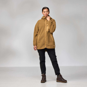 Fjallraven Women's Vardag Pile Fleece Long Hoodie, Medium, Buckwheat Brown