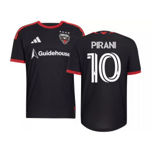 adidas Adult D.C. United Gabriel Pirani #10 2026 Primary Authentic 'Black-and-Red Kit' Jersey, Men's, Small