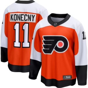 NHL Adult Philadelphia Flyers Travis Konecny #11 Breakaway Home Replica Jersey, Men's, Small, Orange